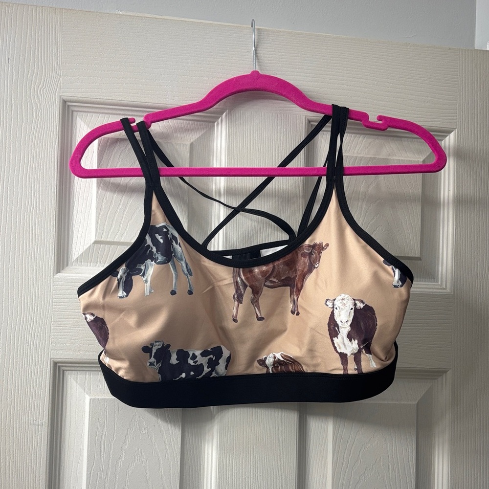 NWOT Cow Print Sports Bra